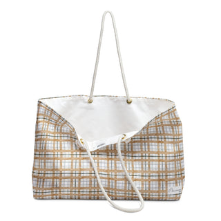 Tan Plaid Weekender Bag