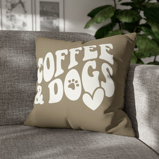 Dogs & Coffee Faux Suede Square Pillow Cover